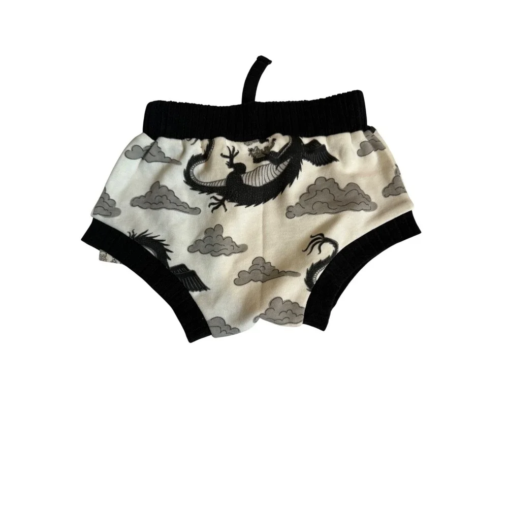 Kate Quinn Dragon Cloud Organic Cotton Bummies Bloomers Black Cream 0-3M NWT